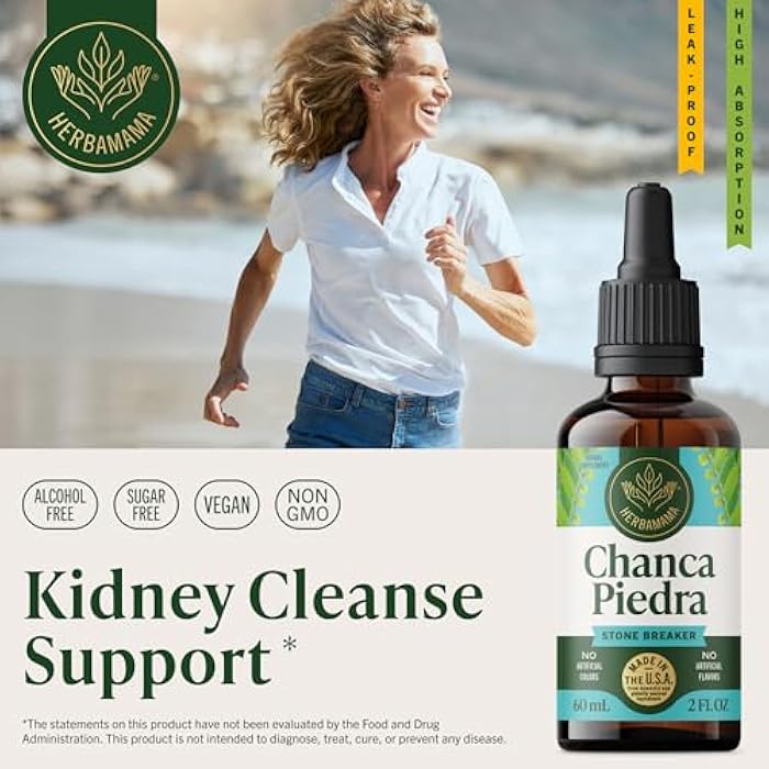 HERBAMAMA Chanca Piedra Kidney Stone Breaker Tincture - Vegan Kidney Stones & Urinary Tract Support with Chanca Piedra Extract - Non-GMO, Alcohol & Sugar-Free Supplement Drops, 28-Day Supply - Image 2