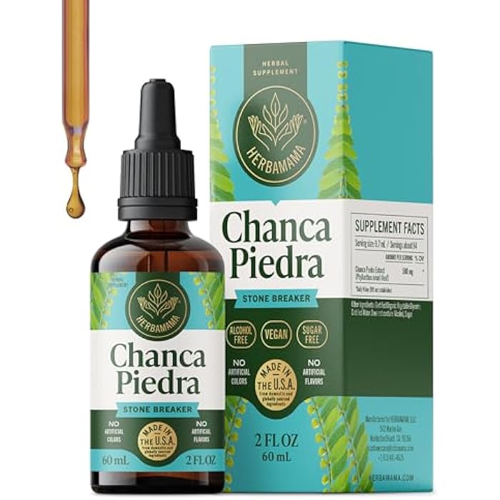 HERBAMAMA Chanca Piedra Kidney Stone Breaker Tincture - Vegan Kidney Stones & Urinary Tract Support with Chanca Piedra Extract - Non-GMO, Alcohol & Sugar-Free Supplement Drops, 28-Day Supply - Image 1