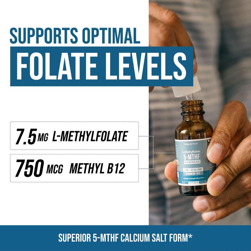Triquetra Health Organic L Methylfolate 75 mg Plus Methyl B12 Cofactor  Metabolically Active 5MTHF Form Superior Form of Folate  Organic Berry Flavor Liquid Sublingual Form  Mood Cognition Methylation 1oz - Image 3