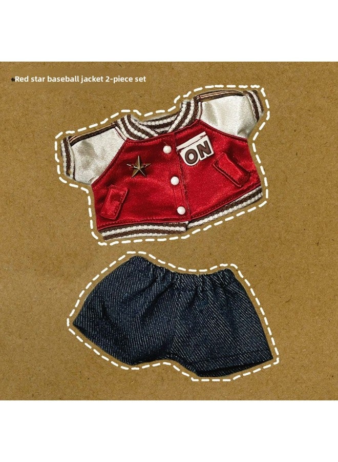 Labubu Vinyl Doll Rab Cloth Dress-up Second Generation Clothes Party Cute Hat Bib Hat Suit-Color:Red Baseball Jersey 2-piece Set  - Image 1
