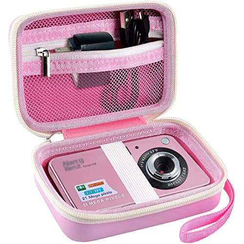GWCASE Digital Camera Case Compatible with CAMKORY/for YISENCE/for VAHOIALD/for Kodak Pixpro/for Canon PowerShot ELPH 180 190/ for Sony DSCW800 DSCW830 Kids Camera with SD Card and Cable -Pink - Image 1