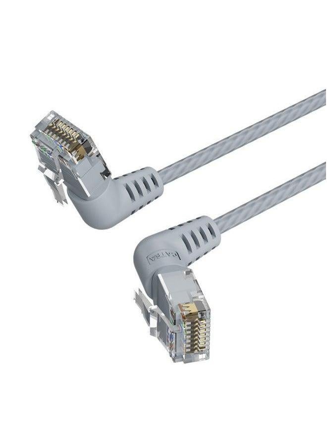 Weixun IBO Series Super Six Non-Shielded Network Jumper Double Elbow Rotatable Slim Wire Black 0.5-20-Color:Gray-Line Length:1.5m  - Image 1