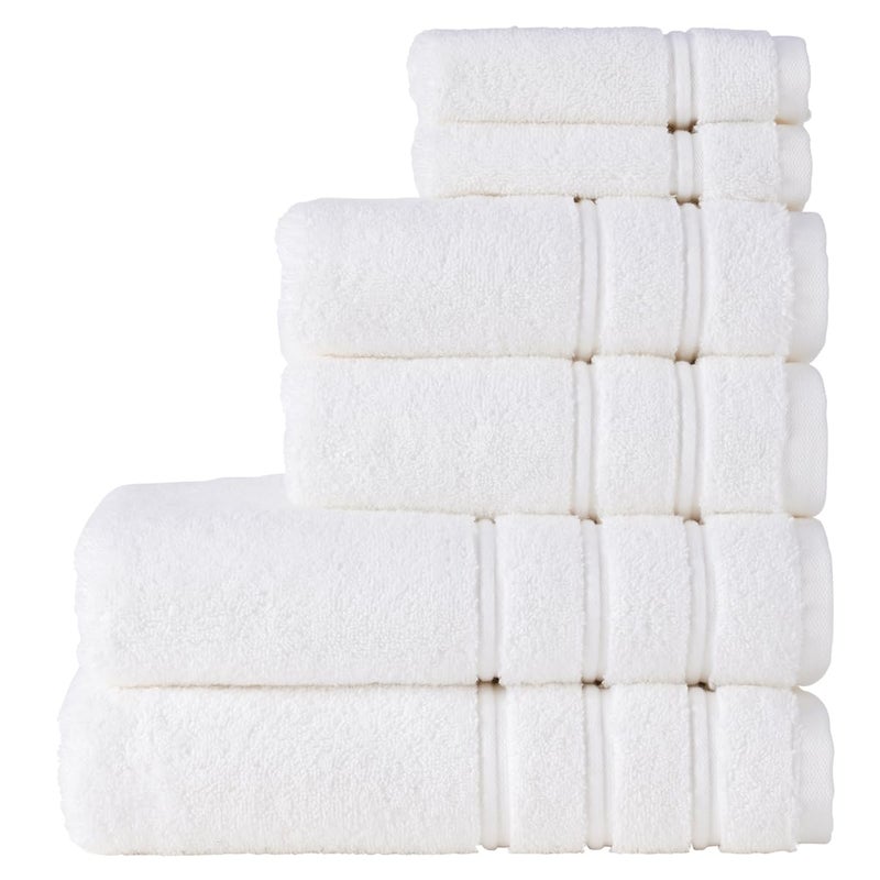 Christy Antalya Large Bath Towels  Set of 6  100 Turkish Cotton  600GSM  Soft Plush Luxury Towel Set  2 Bath Towels 2 Hand Towels 2 Face Cloths  Quick Dry  White