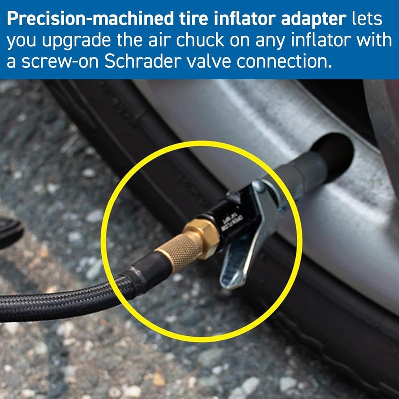LockNFlate Tire Inflator Adapter 1/4 NPT (m) to Schrader Valve (m), Made in the USA, Brass, Upgrade the air chuck on any tire inflator, air compressor, or air hose. - Image 4
