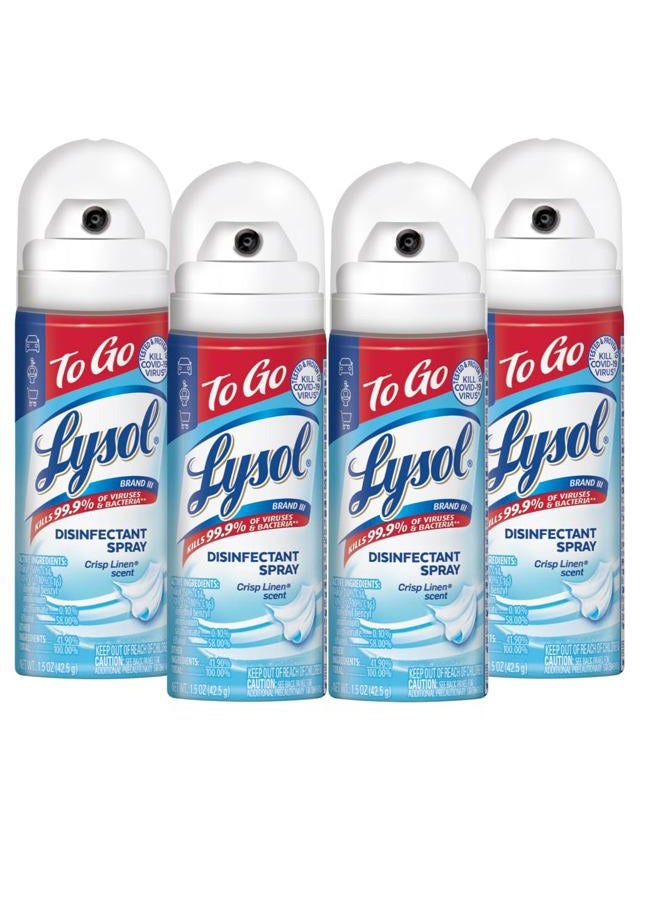 Lysol رذاذ مطهر للسفر، رائحة الكتان المنعش، حجم السفر - 1 أونصة (عبوة من 4) - Image 1