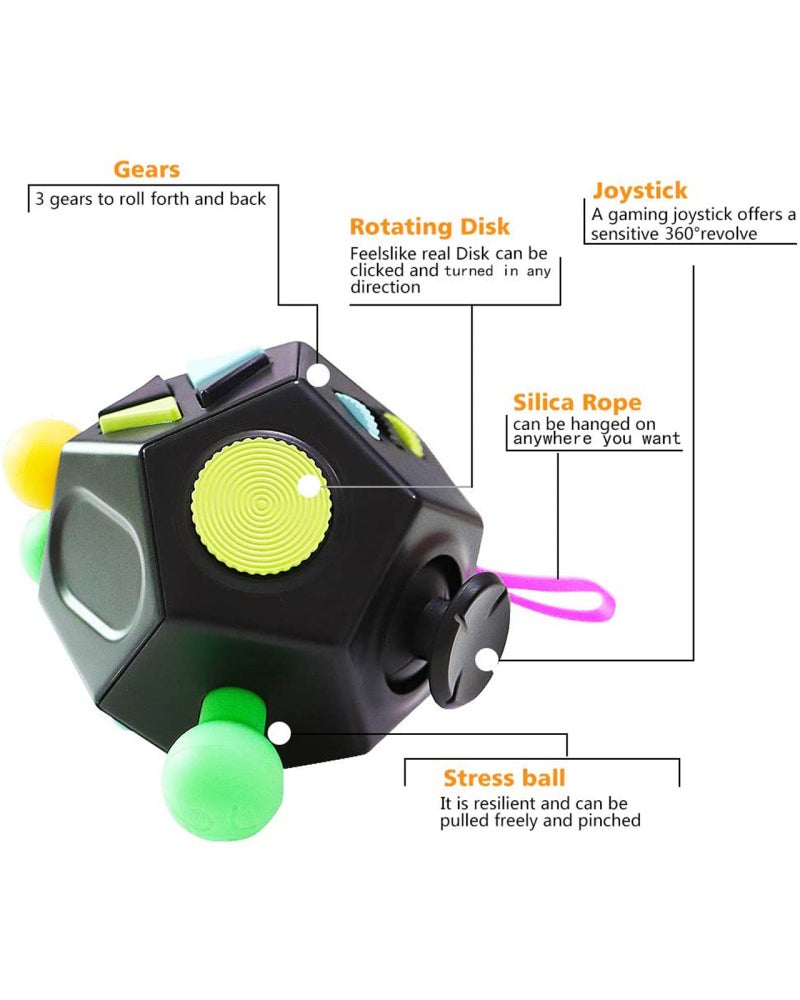 Dodecagon Fidget Toy - 12 Tactile Sensory Features, Premium ABS & Silicone, Portable 2.95*2.16*2.16 Inch Design for Kids, Adults, ADHD, ASD, School, Work, Meetings - Image 2