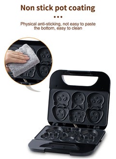 DUNISO Cake Maker, Electric Animal Mini Waffle Maker, Making 6 Different Cartoon Shaped Waffles And Cakes, Double Sided Heating Non Stick Board, 750W, Suitable For Baking, Breakfast, Kitchen, Black  - Image 5