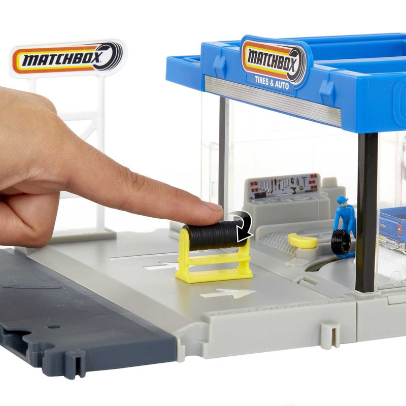 Matchbox Action Drivers Auto Shop Playset with 1 Chevy Silverado, Moving Parts & Figures, Toy for Kids 3 Years Old & Up - Image 1