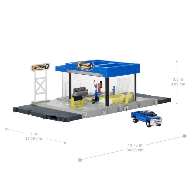 Matchbox Action Drivers Auto Shop Playset with 1 Chevy Silverado, Moving Parts & Figures, Toy for Kids 3 Years Old & Up - Image 4