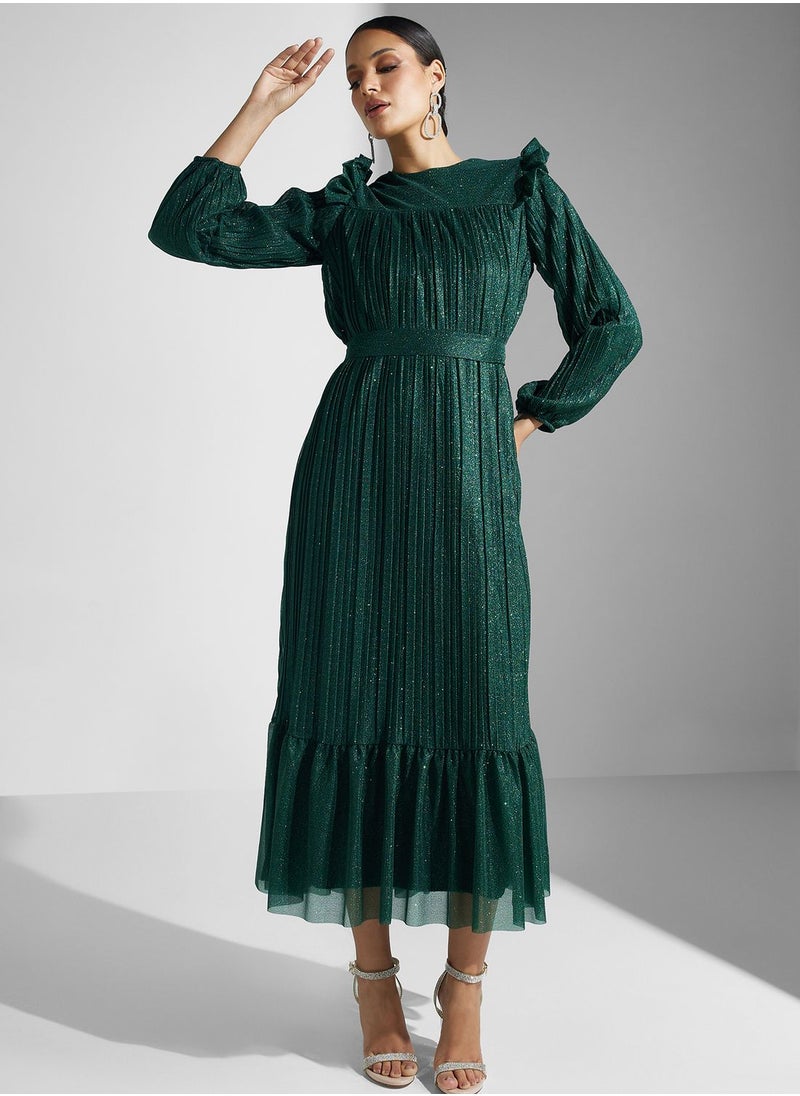Khizana - Pleated Dress With Ruffle Hem - Image 1