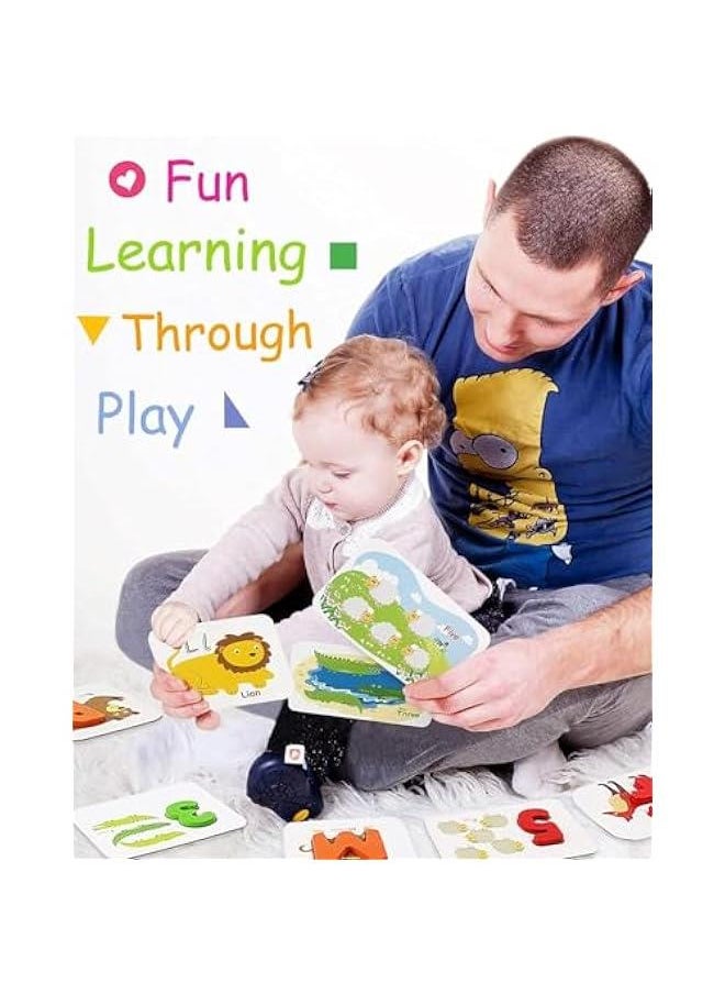HOOKOR Number and Alphabet Flash Cards for Toddlers 3-5 Years, ABC Montessori Educational Toys Gifts for 3 4 5 Year Old Preschool Learning Activities, Wooden Letters Animal Flashcards Puzzle Game  - Image 3