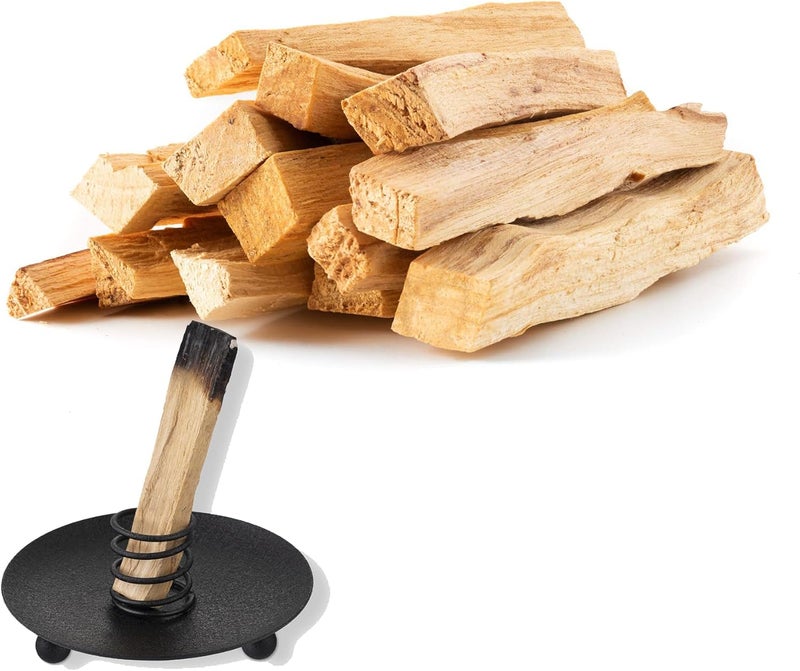 sheful Palo Santo Natural Incense Sticks 10 Pack with Palo Santo Holder, Holy Wood Incense for Smudge Stick Bundles, Home Energy Cleansing, Spiritual Healing, Meditating, & Stress Relief, Wild Harvested - Image 1