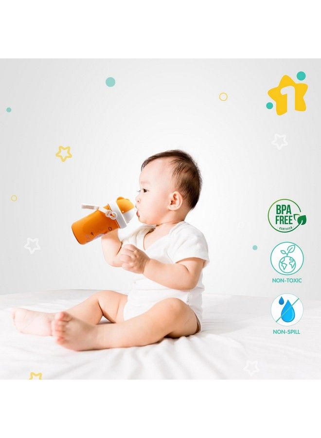 1st Step Matte Collection Ideal For Montessori Bpa Free Polypropylene Soft Straw Sipper With Twin Handles For Easy Grip Orange - Image 4