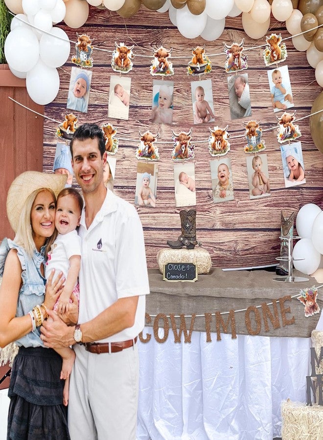 Funmemoir Highland Cow First Birthday Decorations - Holy Cow Im One Banner and Highland Cattle 1st Bday Monthly Photo Banner, Farm Cattle Birthday Party, Farm Animal 1st Bday Party Supplies - Image 5