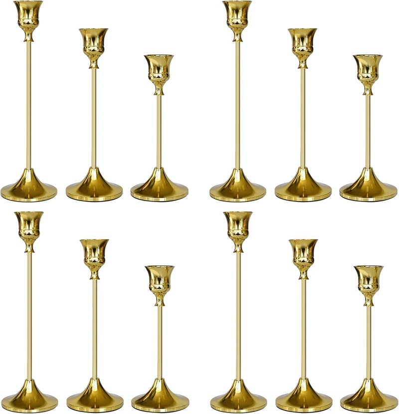 SHOWIN Experience optimized build Candlestick Holders Gold, 12 Packs Taper Candle Holder for Candlesticks, Candle Sticks Holder Decor for Home Decor Local market compliant trusted quality - Image 1