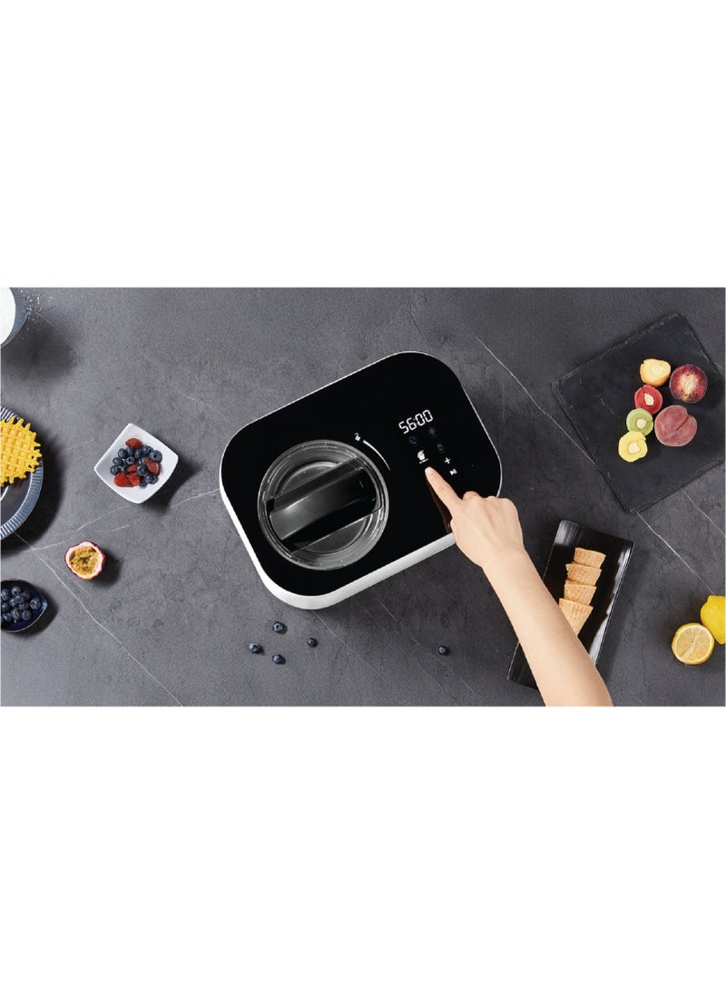 Powerology - Ice Cream & Frozen Yogurt Machine 1L with Quick-Freeze Technology & High-Power Compressor / 4 Mixing Modes / Smooth & Creamy / Low-Noise Operation - White - Image 1