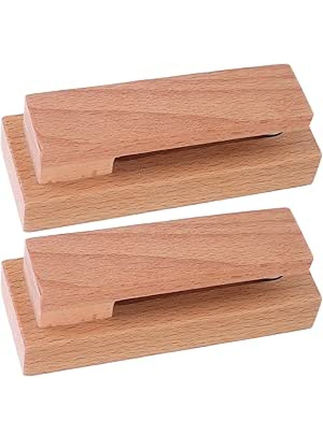Solid Beech Wood Towel Rack 2pcs Non Drill Wall Hooks For Bathroom Kitchen Storage - Image 1