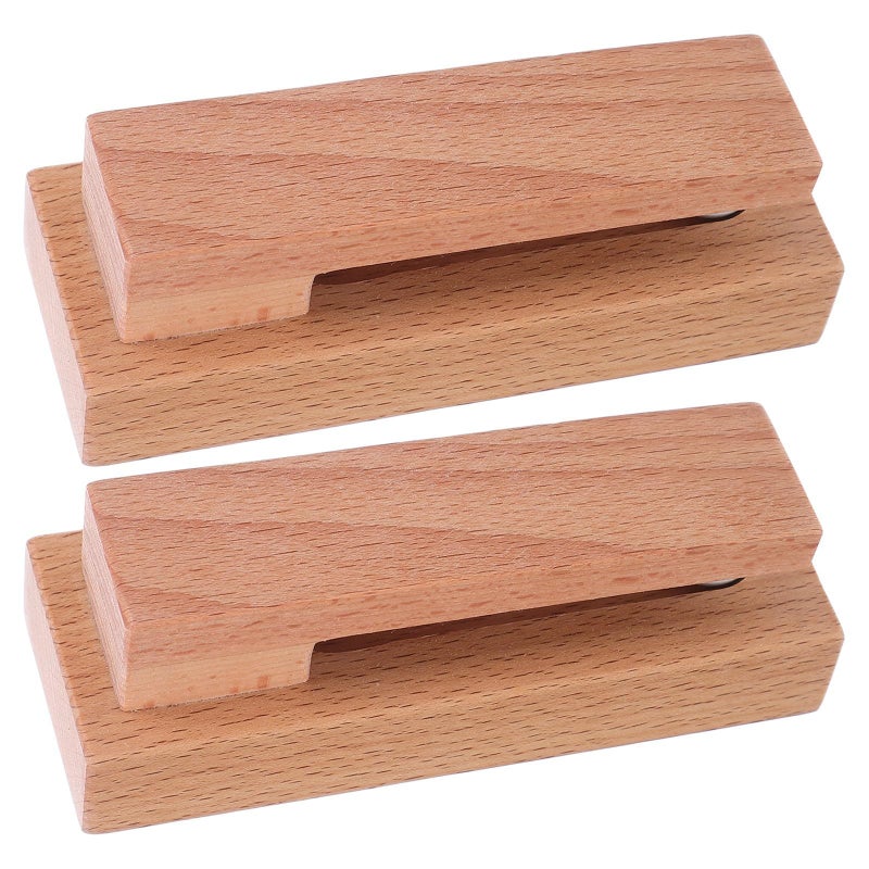 Solid Beech Wood Towel Rack 2pcs Non Drill Wall Hooks For Bathroom Kitchen Storage - Image 2