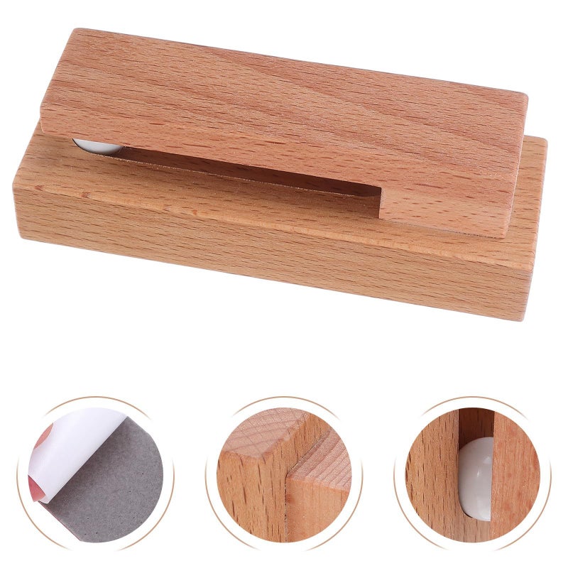 Solid Beech Wood Towel Rack 2pcs Non Drill Wall Hooks For Bathroom Kitchen Storage - Image 4