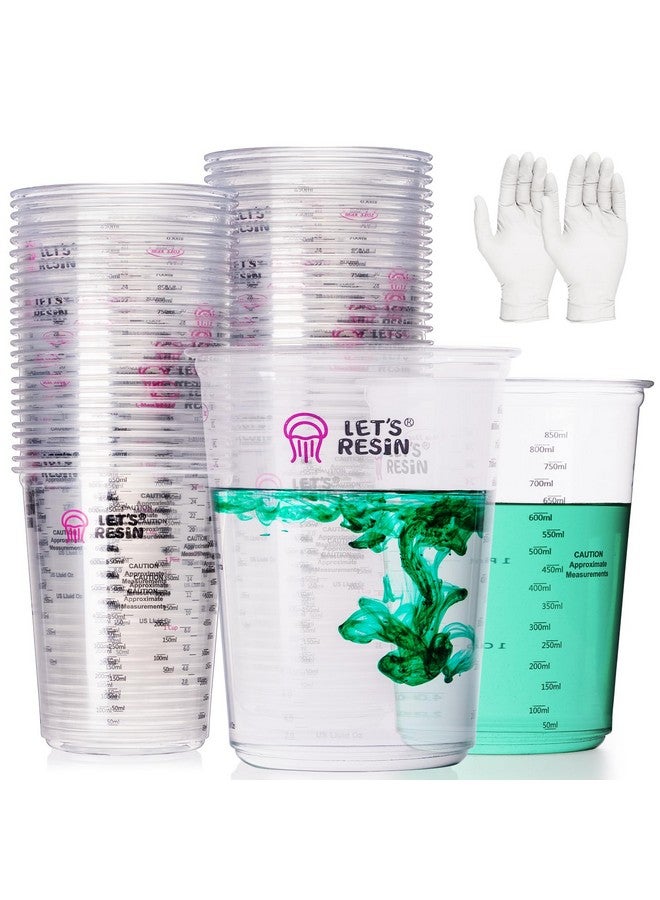 LET'S RESIN LET'S RESIN Resin Mixing Cups, 45pcs 32oz(1000ml) 2 Scales Accurate Paint Mixing Cup with Protective Gloves, Sturdy & Thick Disposable Measuring Cups for Paint, Pigments, Art, Auto Resin Mixer  - Image 1