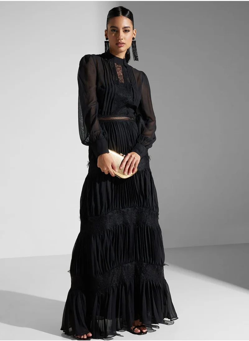 True Decadence High Neck Pleated Dress