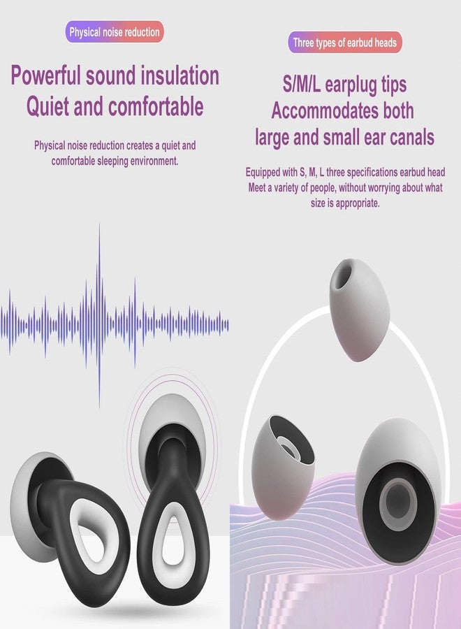 AUGEN Ear Plugs for Sleeping, Noise Canceling, Reusable Silicone Earplugs for Hearing Protection, Waterproof EarPlugs Suitable for Sleeping Swimming Studying Traveling Concerts Airplanes (Black, M6 - Image 4