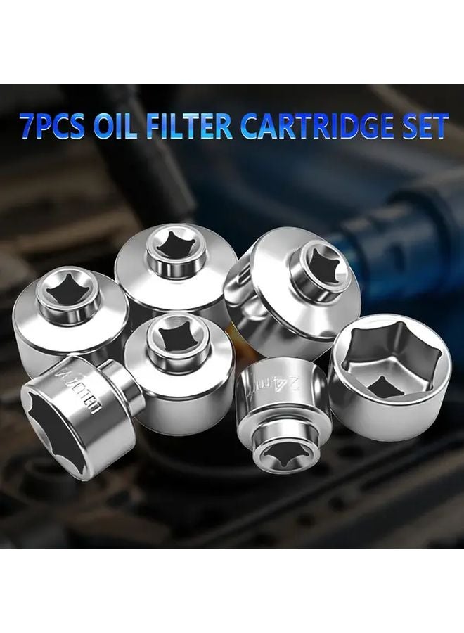 7 Pcs Oil Filter Socket Wrench Set 24mm 27mm 29mm 30mm 32mm 36mm 38mm Universal DIY Tools - Image 3