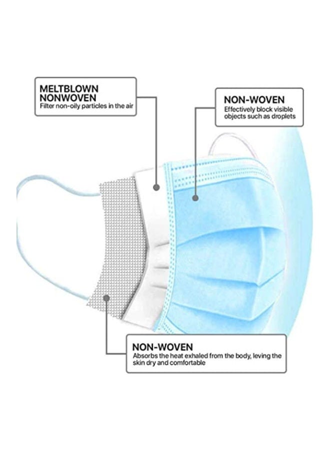 NIBEMINENT 40-Piece 3 Ply Face Mask For Adults Individually Packed Blue - Image 3