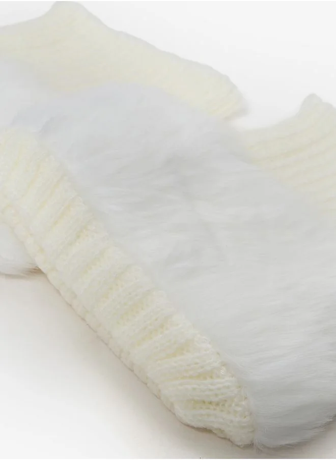 ستايلي Faux Fur Trim Textured Leg Warmer
