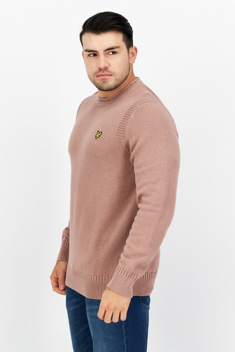 Lyle & Scott Men Crew Neck Knitted Sweater, Pink - Image 2