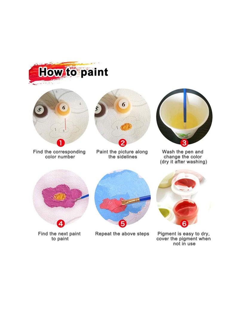 SYOSI Adult Acrylic Paint by Numbers Kit for Adults Beginners Canvas by 20x16 Inch Cat Kitten Dreams to Be Tiger Lion Leopard, Frameless - Image 3