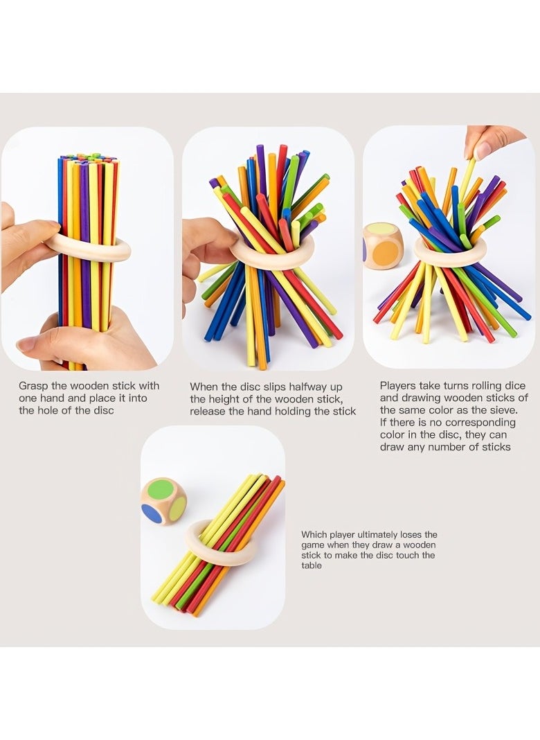 Wooden Stacking Game That Helps Distinguish Colors And Shapes, Exercises Spatial Thinking And Logical Analysis, Suitable for Parent-Child Interactive Party Puzzle Toys for Children Aged 3 And Above  - Image 4
