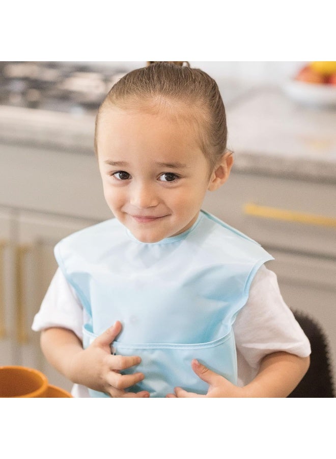 Tiny Twinkle Mess Proof Baby Bibs for Eating - Waterproof, Wipeable Bibs - Toddler Bibs - Travel Friendly - PFAS, PVC, BPA, Phthalate Free - Baby Food Bibs (3 Pack,Sage, Charcoal) - Image 4