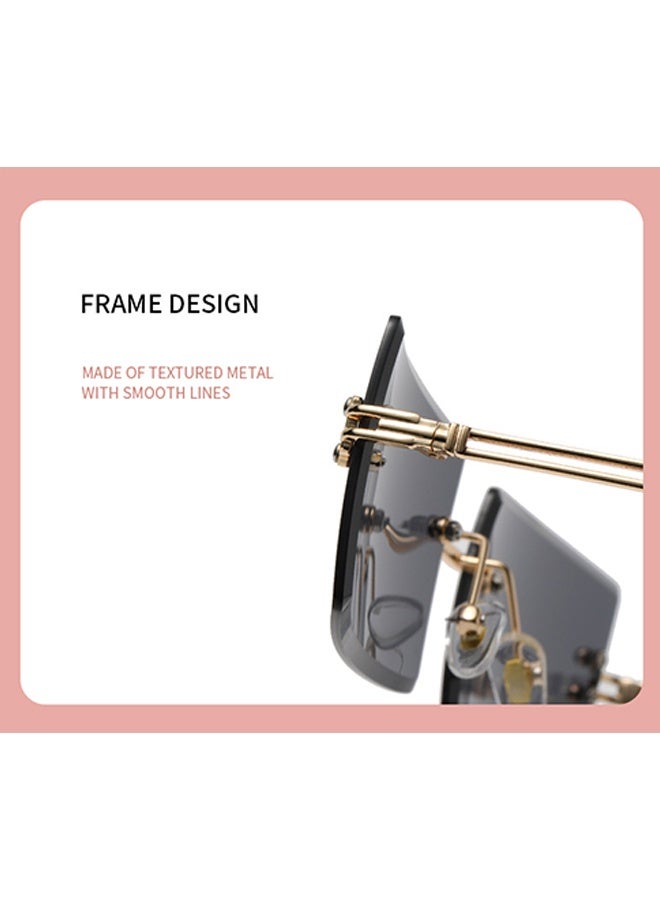 EELHOE Trendy Rimless Vintage Rectangular Sunglasses, Frameless Square Glasses Block the Sun, Metal Frame Gradient Color Stylish Eyewear for Women and Men - Image 3