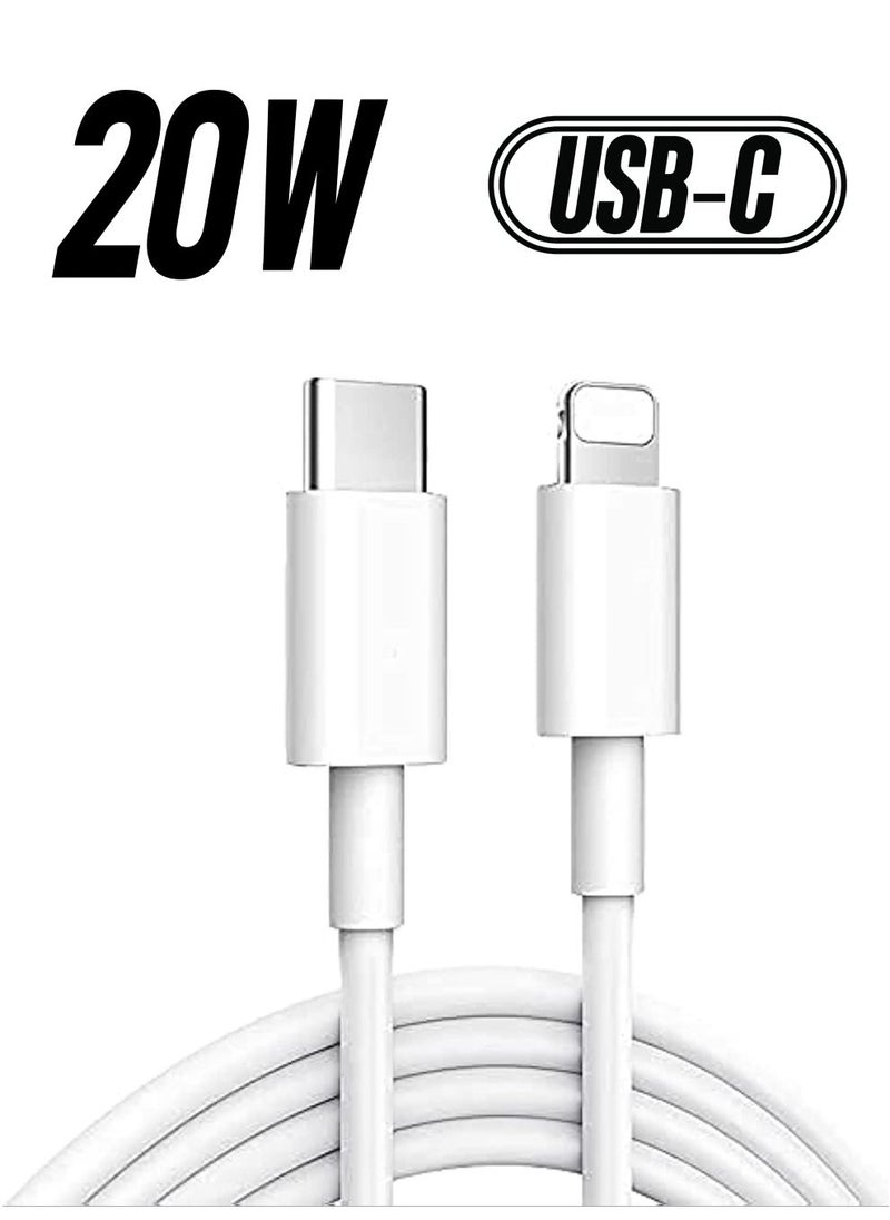 ELTRAZONE USB C to 8pin Cable Compatible with iPhone 13 Pro Max/12/11 Pro/X/XS/XR/8 Plus/AirPods Pro, Supports Power Delivery, 2M, White - Image 1