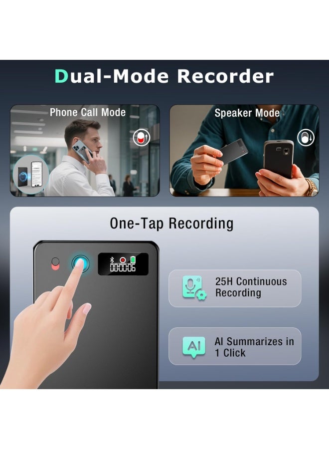 الرائد مسجل صوتي بتقنية الذكاء الصناعي، مسجل صوت مفعّل بالصوت مع ميزة التشغيل، تحكم عبر التطبيق، تحويل وتلخيص باستخدام تقنية الذكاء الاصطناعي، يدعم 190 لغة، ذاكرة 64 جيجابايت، مناسب للمحاضرات، التعلم، الاجتماعات، والمكالمات. - Image 3