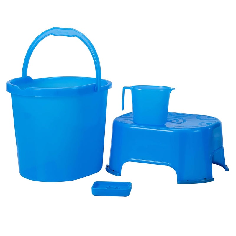 Varmora Plastic Balti Accessories Blue Bucket 175 Litre Mug 1 Litre 4 Pieces
