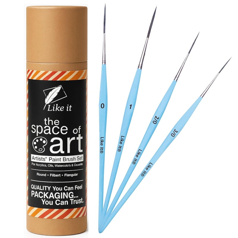 Like-It Long Liner/Detailing Paint Pointed Rigger Script Brushes Range Size: 000, Size: 00, Size: 0, Size: 1 (Blue Long Liner) - Image 1