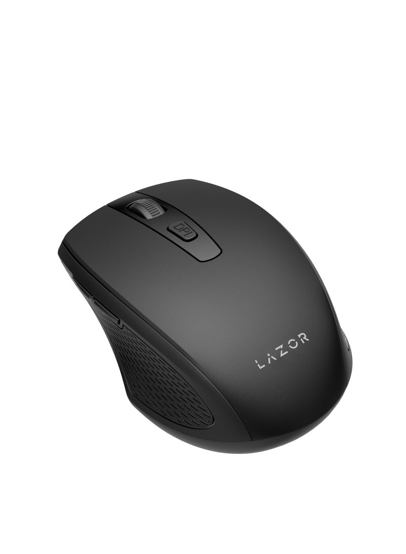 LAZOR Tap-S Wireless Mouse | Ergonomic PC Mouse with USB Receiver | 3 DPI Adjustable (800-1200-1600) | 6 Buttons | Up to 10M Wireless Connection | Ultra-Fast Scroll–Black - Image 2
