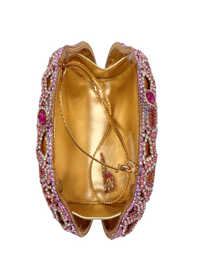 GSYPS Women Sparkly Butterfly Rhinestone Clutch Luxury Crystal Evening Bag Small Bridal Handbag Wedding Party Purse Pink - Image 5