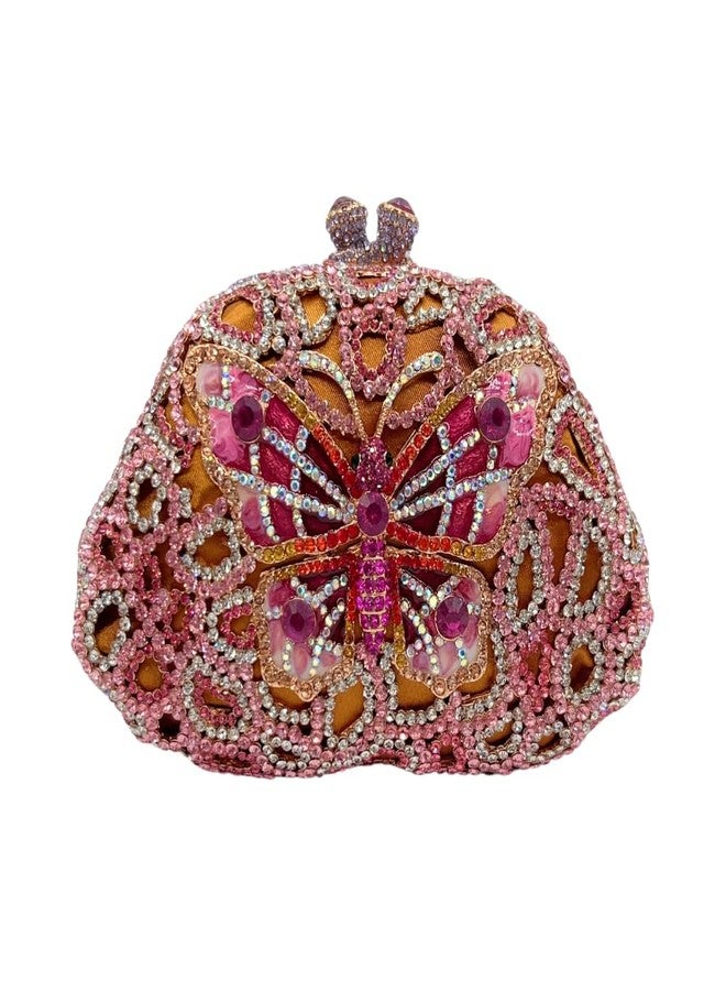 GSYPS Women Sparkly Butterfly Rhinestone Clutch Luxury Crystal Evening Bag Small Bridal Handbag Wedding Party Purse Pink - Image 1