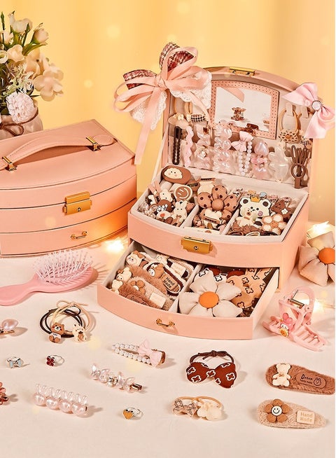 أطفال الأميرة لباس الشعر هدية صندوق مجموعة لمدة 3 سنوات +,123PCS رأس فستان أقراط وقلادة مجموعة,عيد ميلاد السنة الجديدة يوم الأطفال للبنات