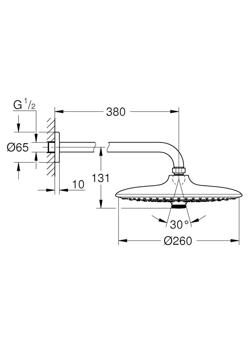 Grohe GROHE 26458000 Euphoria 260 Head Shower with Wall Arm 3 Sprays Chrome  - Image 2