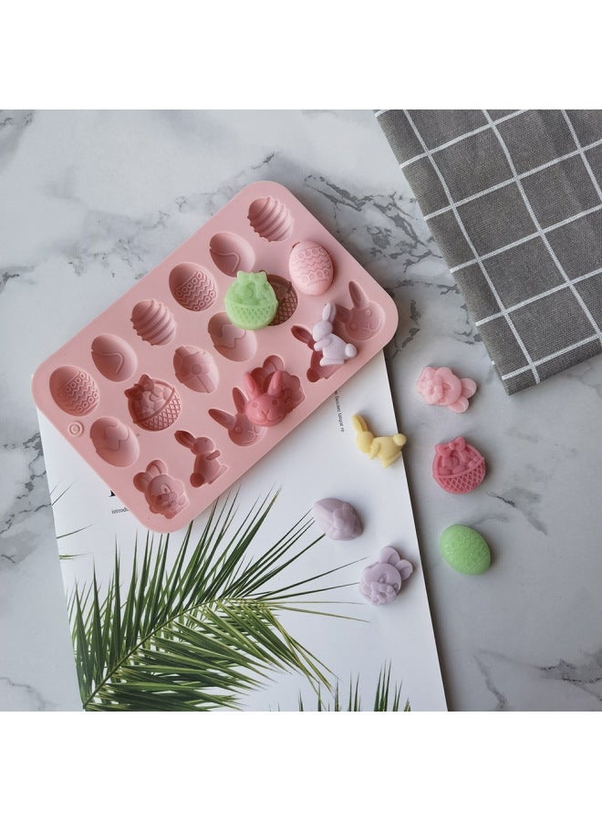 18 Even Easter Egg Rabbit 185 Silicone Mold Cake Ice Cream Pudding Dessert Mold Soap Baking Utensils-Color:Grey