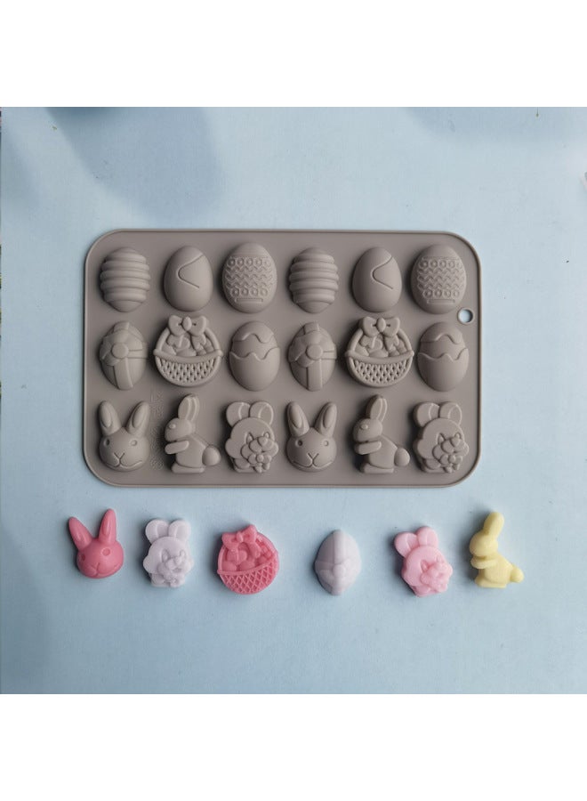 18 Even Easter Egg Rabbit 185 Silicone Mold Cake Ice Cream Pudding Dessert Mold Soap Baking Utensils-Color:Grey