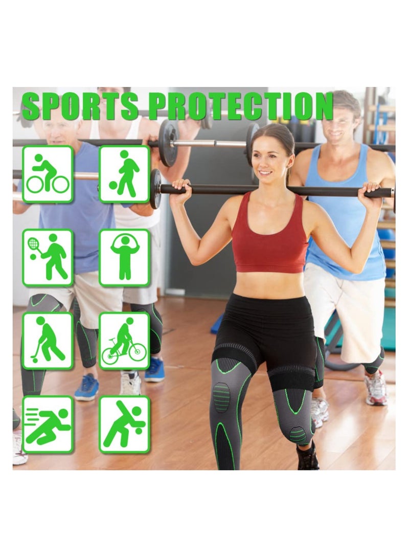 Excefore أكمام ساق ضاغطة مع أشرطة مرنة للرجال والنساء - دعامات ركبة طويلة للغاية لكرة السلة وكرة القدم وآلام المفاصل - دعم الرباط الصليبي الأمامي - L - Image 5