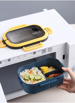 YAH Creation YAH Leak-Proof Bento Lunch Box - 2 Layers and 6 Compartments, Model: LunchMate - Microwave & Dishwasher Safe, Includes Spoon & Fork - Convenient Handle for School, Work, and Travel  - Image 3