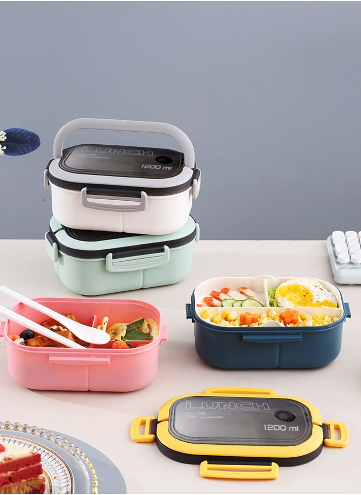 YAH Creation - YAH Leak-Proof Bento Lunch Box - 2 Layers and 6 Compartments, Model: LunchMate - Microwave & Dishwasher Safe, Includes Spoon & Fork - Convenient Handle for School, Work, and Travel - Image 1