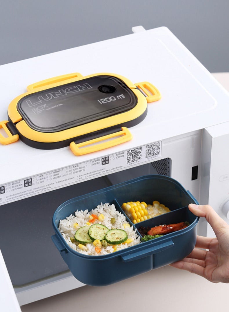 ياهـ صندوق غداء بينتو مانع للتسرب من ياهـ - بطبقتين و6 حجرات، طراز: LunchMate - آمن للاستخدام في الميكروويف وغسالة الصحون، يتضمن ملعقة وشوكة - مع مقبض مريح لانش بوكس للمدرسة والعمل والسفر - Image 4