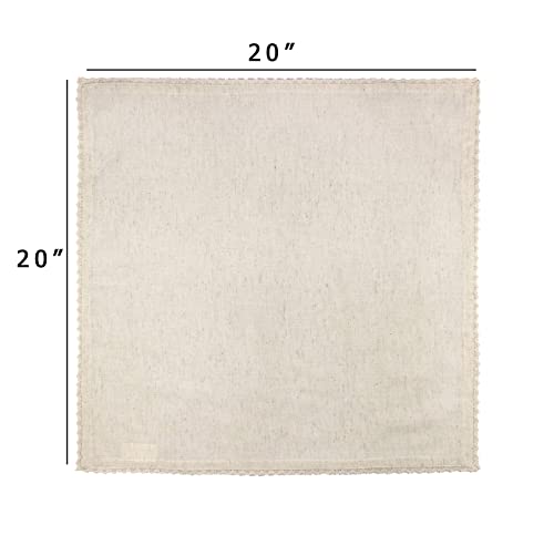 COTTON CRAFT Flax Linen Cloth Napkins with Lace - Set of 12 Lunch Dinner Napkins - Elegant Everyday Fall Harvest Thanksgiving Holiday Table Napkin - Washable Reusable Napkin - Oversized 20x20- Natural - Image 2